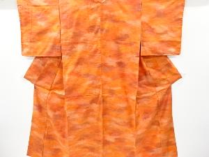 未使用品　霞模様織り出し　手織り紬着物